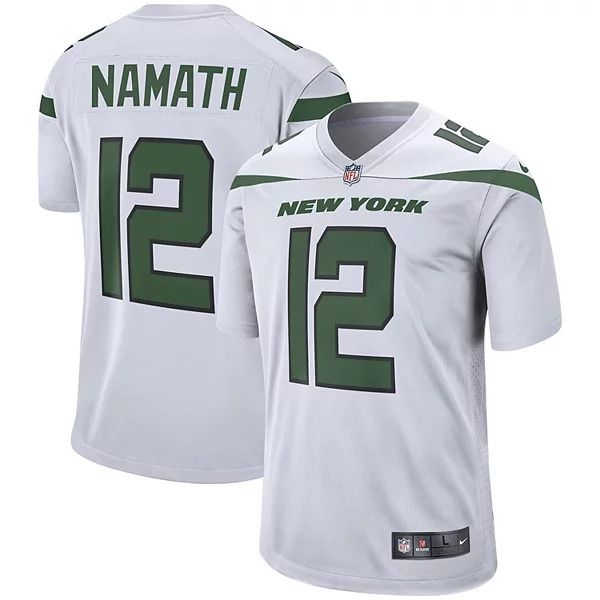 Men New York Jets #12 Joe Namath Nike Gotham White Game Retired Player NFL Jersey
